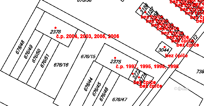 Dvůr Králové nad Labem 1995,1996,1997,1998 na parcele st. 2375 v KÚ Dvůr Králové nad Labem, Katastrální mapa