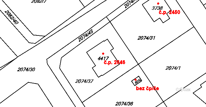 Dvůr Králové nad Labem 2646 na parcele st. 4417 v KÚ Dvůr Králové nad Labem, Katastrální mapa