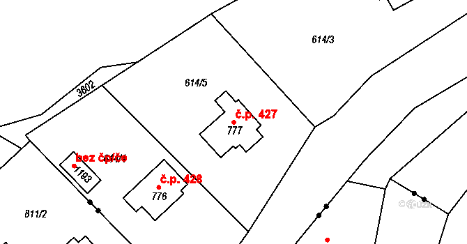 Rudník 427 na parcele st. 777 v KÚ Rudník, Katastrální mapa