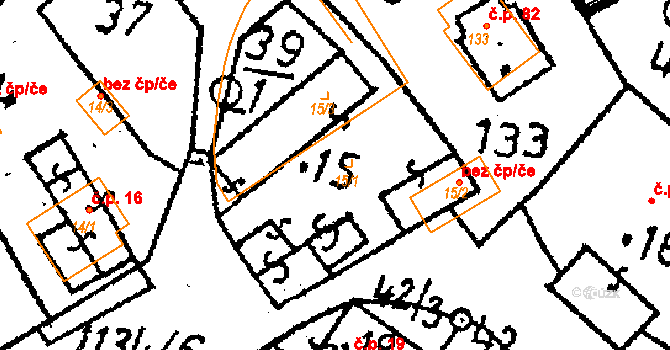 Klucké Chvalovice 17, Zbýšov na parcele st. 15 v KÚ Klucké Chvalovice, Katastrální mapa