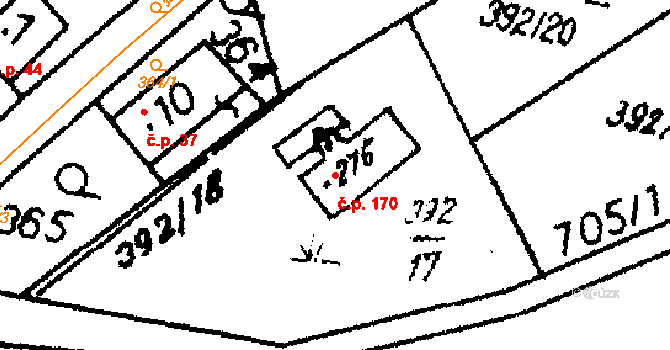 Dlouhoňovice 170 na parcele st. 276 v KÚ Dlouhoňovice, Katastrální mapa