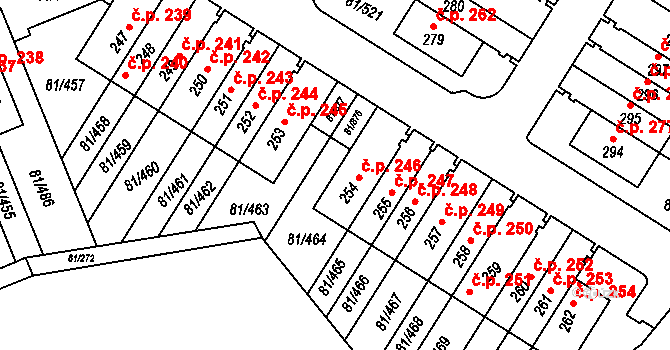 Nupaky 246 na parcele st. 254 v KÚ Nupaky, Katastrální mapa
