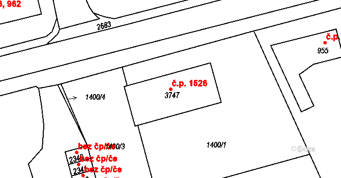 Vrchlabí 1526 na parcele st. 3747 v KÚ Vrchlabí, Katastrální mapa