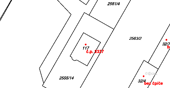 České Budějovice 5 2337, České Budějovice na parcele st. 117 v KÚ Kaliště u Českých Budějovic, Katastrální mapa