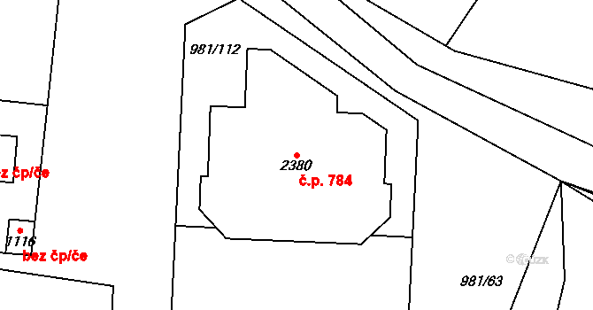 Přibyslav 784 na parcele st. 2380 v KÚ Přibyslav, Katastrální mapa