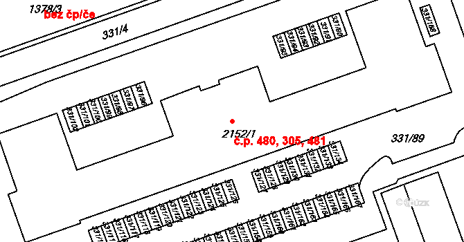 Pražské Předměstí 305,480,481, Písek na parcele st. 2152/1 v KÚ Písek, Katastrální mapa