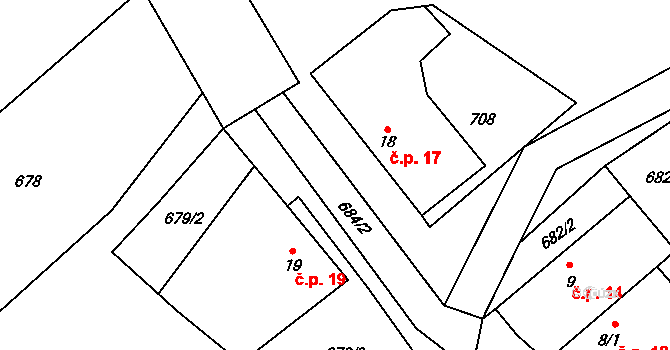 Laby 17, Zvěstov na parcele st. 18 v KÚ Laby, Katastrální mapa