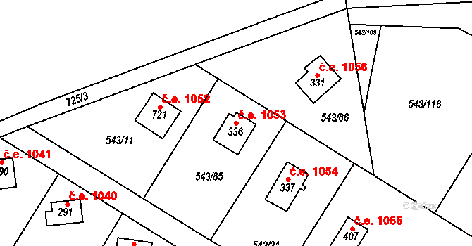 Ruprechtov 1053 na parcele st. 336 v KÚ Ruprechtov, Katastrální mapa
