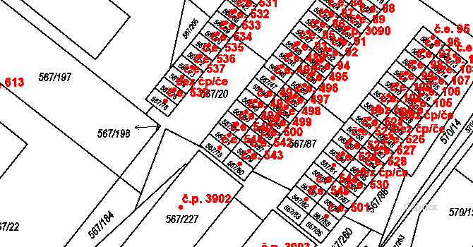 Vyškov-Předměstí 494, Vyškov na parcele st. 567/51 v KÚ Vyškov, Katastrální mapa