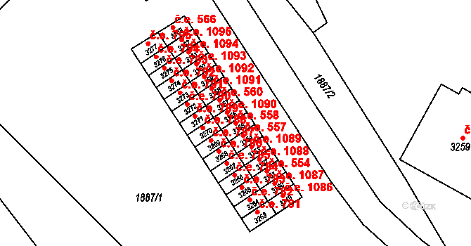 Náchod 558 na parcele st. 3155 v KÚ Náchod, Katastrální mapa
