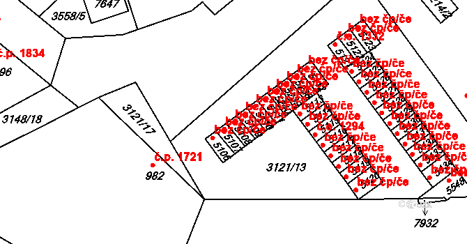 Kroměříž 43301550 na parcele st. 5108 v KÚ Kroměříž, Katastrální mapa
