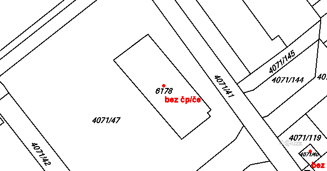 Chomutov 45054550 na parcele st. 6178 v KÚ Chomutov I, Katastrální mapa