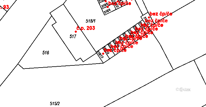 Bedihošť 47716550 na parcele st. 518/13 v KÚ Bedihošť, Katastrální mapa