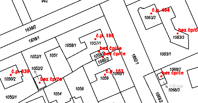 Plzeň 48150550 na parcele st. 1058/2 v KÚ Bručná, Katastrální mapa