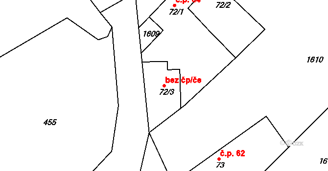 Tetín 48885550 na parcele st. 72/3 v KÚ Tetín u Berouna, Katastrální mapa