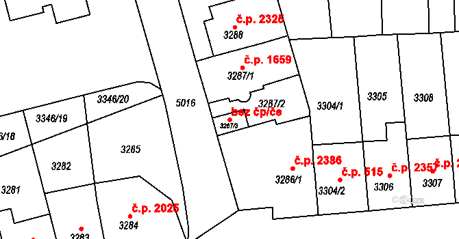 Přerov 49637550 na parcele st. 3287/3 v KÚ Přerov, Katastrální mapa