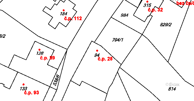 Lukavička 25, Lukavice na parcele st. 94 v KÚ Lukavice, Katastrální mapa