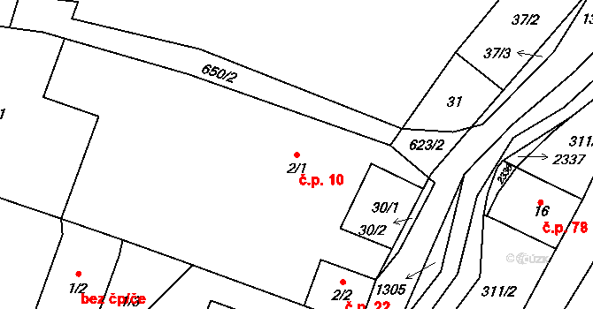 Dolní Fořt 10, Uhelná na parcele st. 2/1 v KÚ Dolní Fořt, Katastrální mapa