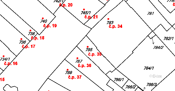 Veselí nad Lužnicí II 35, Veselí nad Lužnicí na parcele st. 785 v KÚ Veselí nad Lužnicí, Katastrální mapa