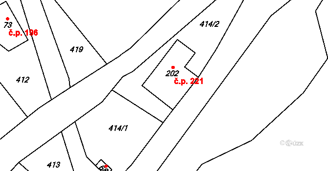 Teplice nad Metují 221 na parcele st. 202 v KÚ Teplice nad Metují, Katastrální mapa