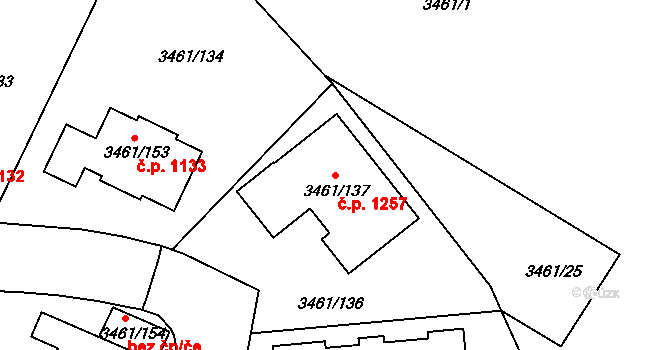 Svinov 1257, Ostrava na parcele st. 3461/137 v KÚ Svinov, Katastrální mapa