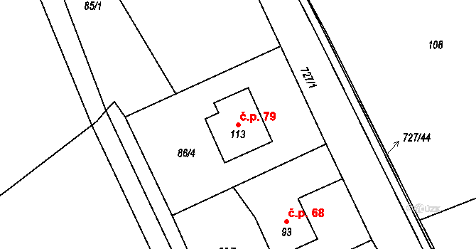 Roveň 79, Rychnov nad Kněžnou na parcele st. 113 v KÚ Roveň u Rychnova nad Kněžnou, Katastrální mapa