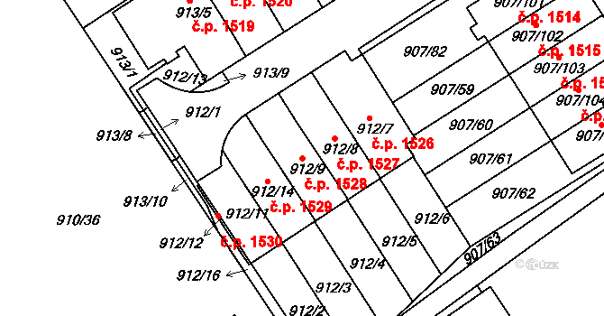 Rychnov nad Kněžnou 1528 na parcele st. 912/9 v KÚ Rychnov nad Kněžnou, Katastrální mapa