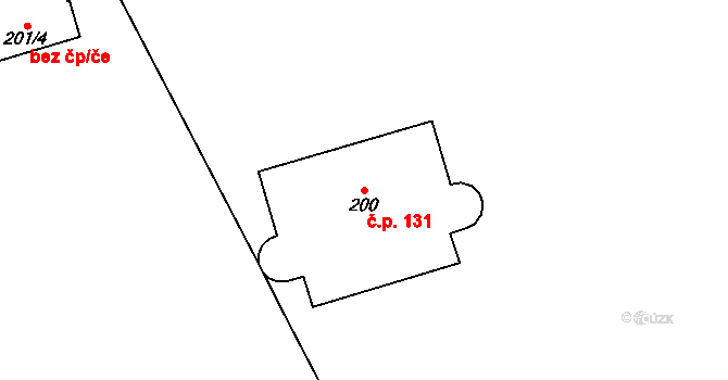 Cvrčovice 131 na parcele st. 200 v KÚ Cvrčovice u Pohořelic, Katastrální mapa