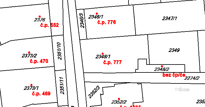 Pohořelice 777 na parcele st. 2348/1 v KÚ Pohořelice nad Jihlavou, Katastrální mapa