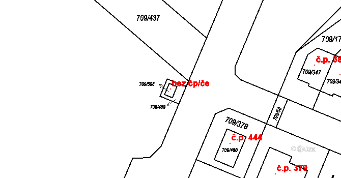 Popůvky 100196551 na parcele st. 709/508 v KÚ Popůvky u Brna, Katastrální mapa