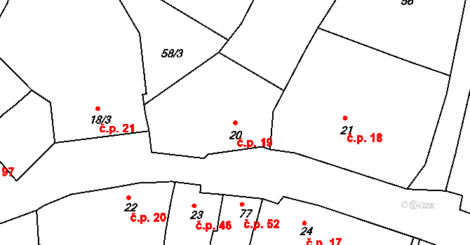 Žopy 19, Holešov na parcele st. 20 v KÚ Žopy, Katastrální mapa