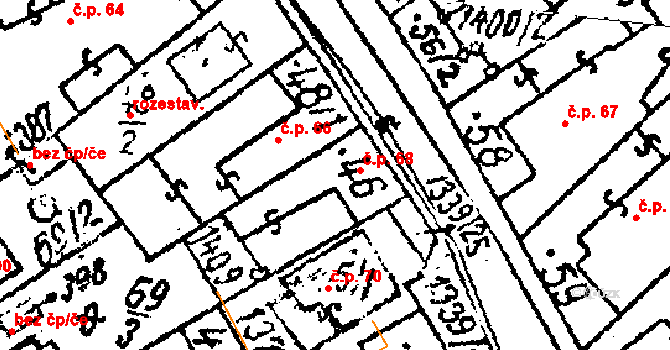 Prosiměřice 68 na parcele st. 46 v KÚ Prosiměřice, Katastrální mapa