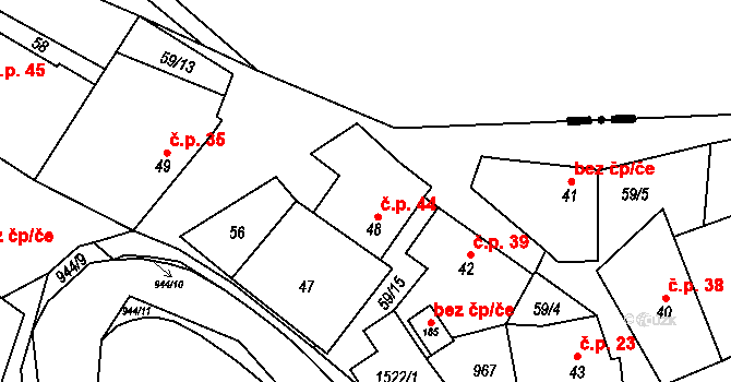 Lipník nad Bečvou V-Podhoří 44, Lipník nad Bečvou na parcele st. 48 v KÚ Podhoří na Moravě, Katastrální mapa