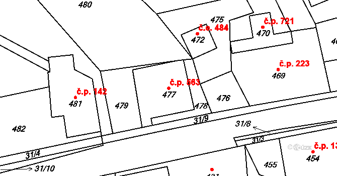 Desná III 563, Desná na parcele st. 477 v KÚ Desná III, Katastrální mapa