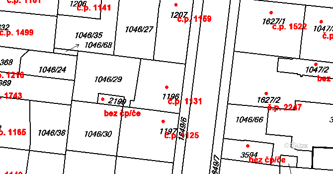 Nymburk 1131 na parcele st. 1196 v KÚ Nymburk, Katastrální mapa