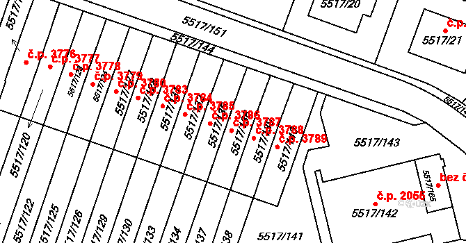 Jihlava 3787 na parcele st. 5517/136 v KÚ Jihlava, Katastrální mapa