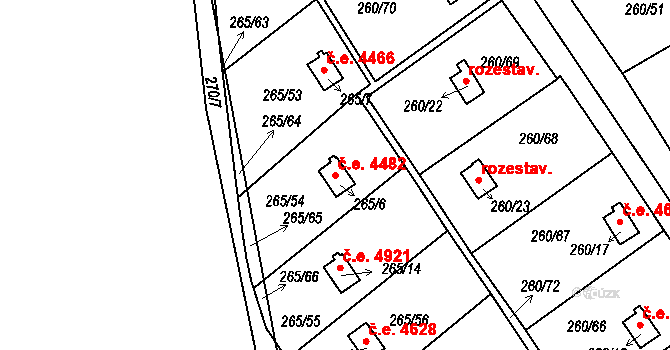 Helenín 4482, Jihlava na parcele st. 265/6 v KÚ Helenín, Katastrální mapa