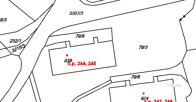 Kamenná 244, Jílové na parcele st. 840 v KÚ Jílové u Děčína, Katastrální mapa