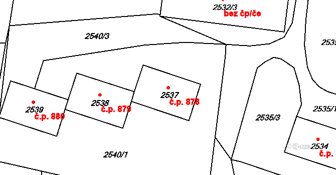 Pod Cvilínem 878, Krnov na parcele st. 2537 v KÚ Opavské Předměstí, Katastrální mapa