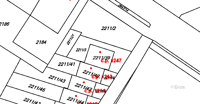 Rýmařov 1247 na parcele st. 2211/39 v KÚ Rýmařov, Katastrální mapa