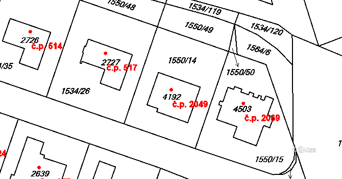 Šumperk 2049 na parcele st. 4192 v KÚ Šumperk, Katastrální mapa