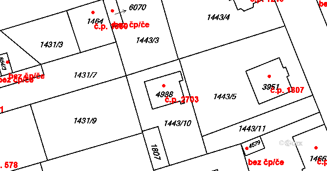 Šumperk 2703 na parcele st. 4988 v KÚ Šumperk, Katastrální mapa