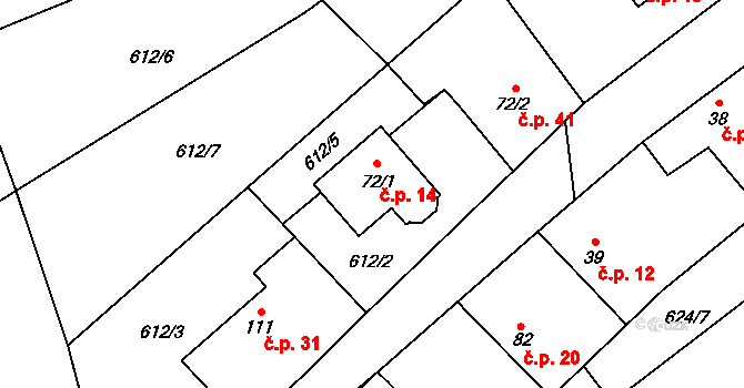 Žernovka 14, Mukařov na parcele st. 72/1 v KÚ Žernovka, Katastrální mapa