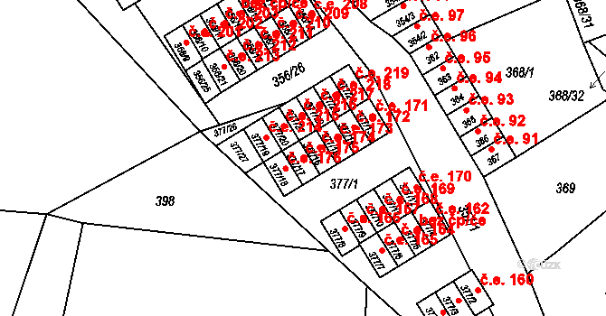 Hrádek nad Nisou 175 na parcele st. 377/17 v KÚ Hrádek nad Nisou, Katastrální mapa