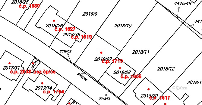 Boskovice 1719 na parcele st. 2018/27 v KÚ Boskovice, Katastrální mapa