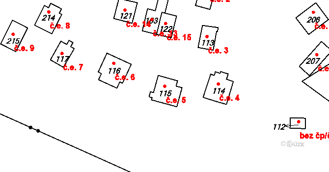Borek 5, Stráž na parcele st. 115 v KÚ Borek u Tachova, Katastrální mapa