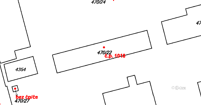 Dobřany 1018 na parcele st. 470/22 v KÚ Dobřany, Katastrální mapa