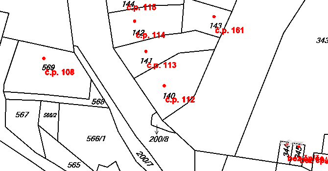 Mimoň III 112, Mimoň na parcele st. 140 v KÚ Mimoň, Katastrální mapa