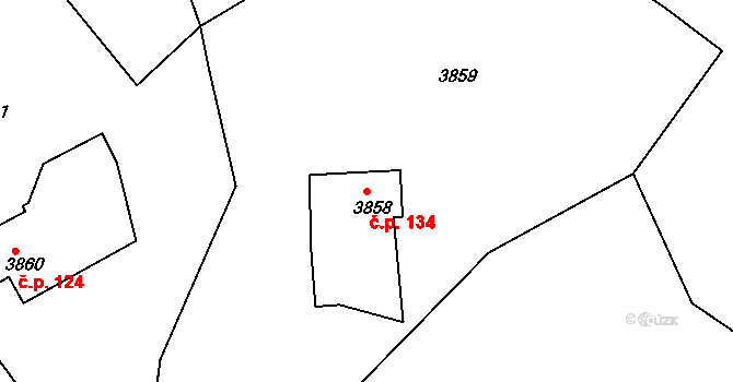 Podmoklice 134, Semily na parcele st. 3858 v KÚ Semily, Katastrální mapa