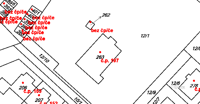 Cerekvice nad Loučnou 197 na parcele st. 263 v KÚ Cerekvice nad Loučnou, Katastrální mapa